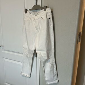 Joes white jeans size 32 with shredded knee